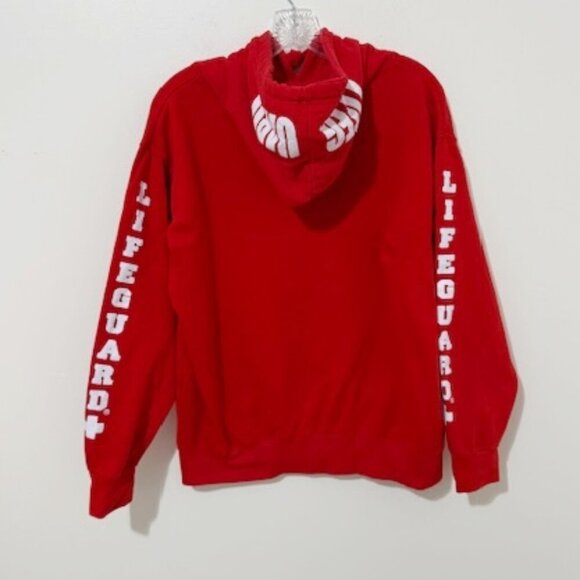 Lifeguard Red Long Sleeve Hoodie Sweatshirt Palm Beach Florida Adult Size M - Picture 2 of 5